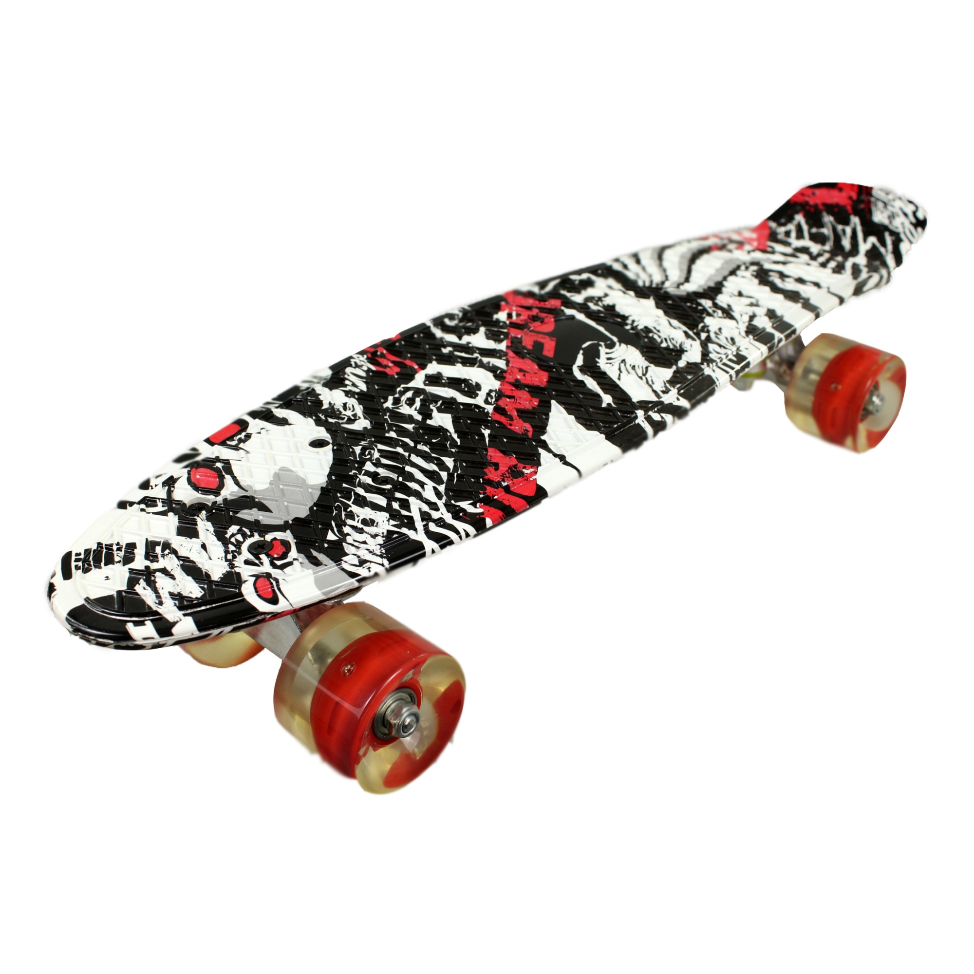 Penny Board cu Roti Luminoase, 55 x 15 cm, Model 2206 Multicolor, Design Skull and Bones