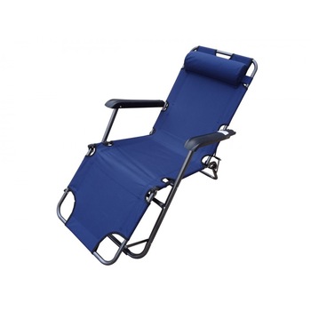 Sezlong camping din panza, H015, 110 KG, structura metalica, albastru Sezlong camping din panza, H015, 110 KG, structura metalica, albastru
