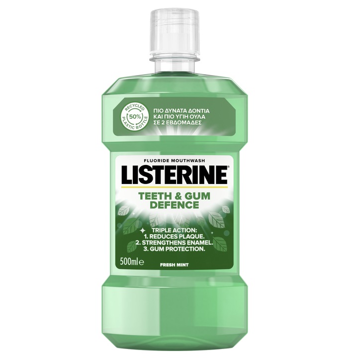 Вода за уста Listerine Teeth & Gum Defence, 500 мл