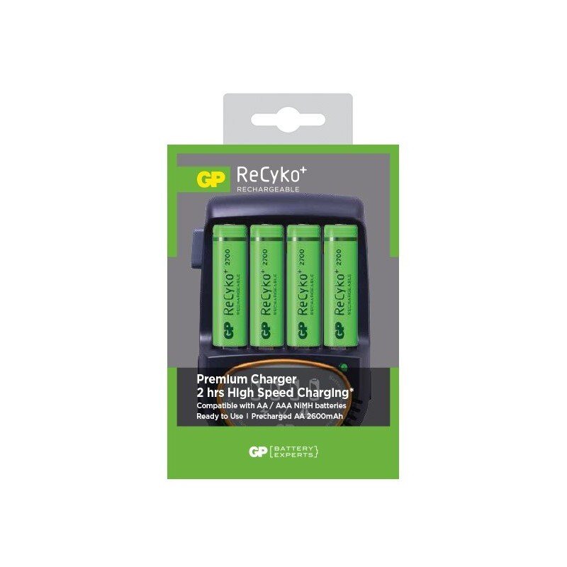 Incarcator rapid GP 2h pentru baterii + 4x AA 2600mAh ReCyko + 2700 Series