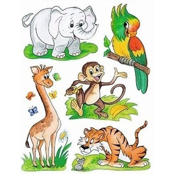 Sticker pentru geam, animale de jungla, 26 x 33.5 cm Sticker pentru geam, animale de jungla, 26 x 33.5 cm