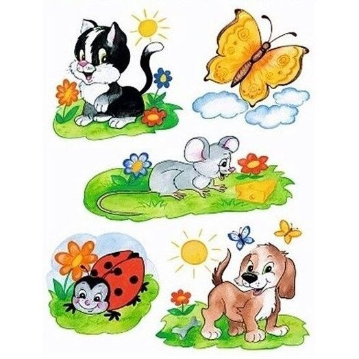 Sticker pentru geam, animalute, 26 x 33.5 cm