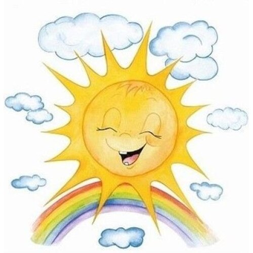 Sticker pentru geam, soare si curcubeu, 30 x 30 cm