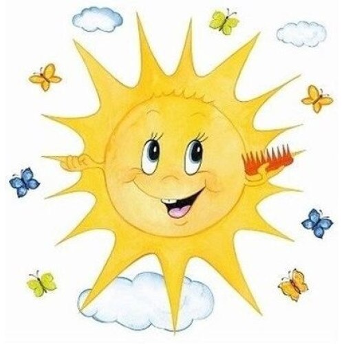 Sticker pentru geam, soare si fluturasi, 30 x 30 cm