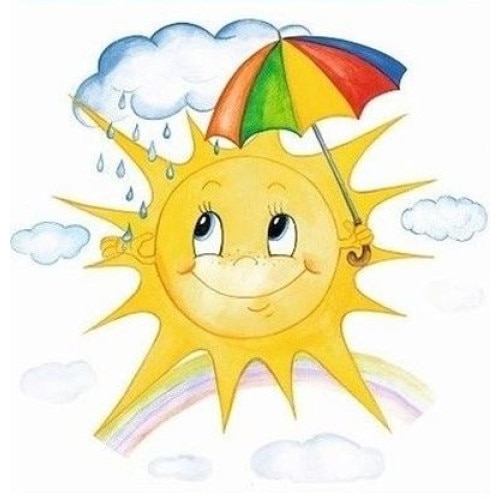 Sticker pentru geam, soare cu umbrela colorata, 30 x 30 cm