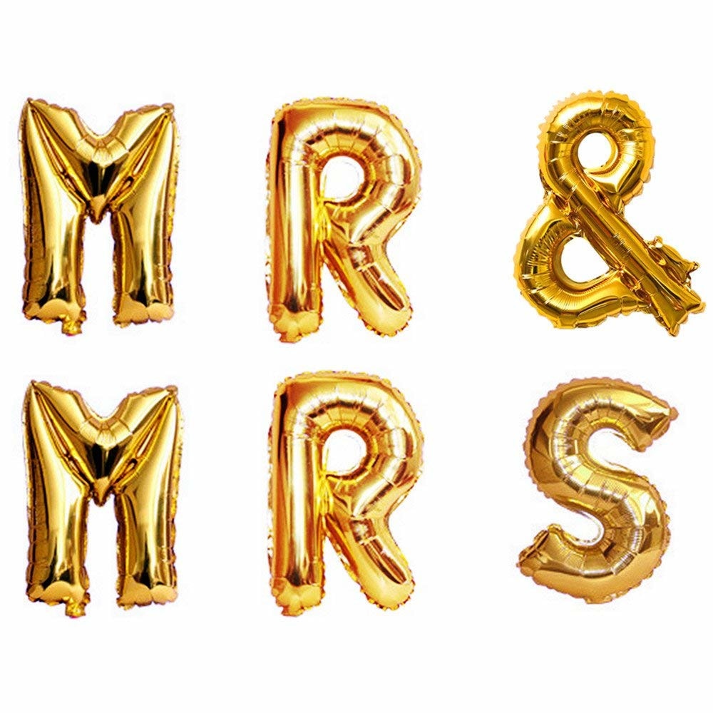 Set Baloane folie MR & MRS, auriu, 40cm