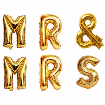 Set Baloane folie MR & MRS, auriu, 40cm Set Baloane folie MR & MRS, auriu, 40cm