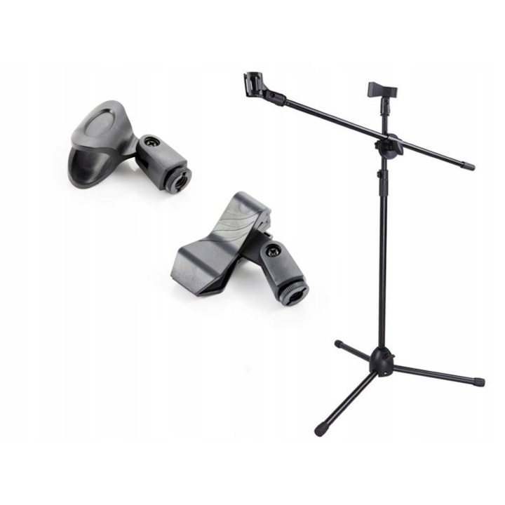 Massa mikrofonállvány, 200 cm, 2 fogantyú, Fekete