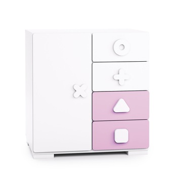 Comoda mica Alondra Maths, 84.8 x 80 x 61.6 cm, Alb/Roz Comoda mica Alondra Maths, 84.8 x 80 x 61.6 cm, Alb/Roz
