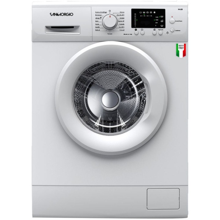 Пералня Sangiorgio F510L, Slim, 5 кг, 1000 prm, 15 програми, Клас C, Бяла
