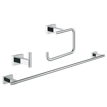 Set Grohe Cube Guest 3 in 1, cuier, suport prosop si hartie igienica, fixare perete ascunsa, Crom Set Grohe Cube Guest 3 in 1, cuier, suport prosop si hartie igienica, fixare perete ascunsa, Crom