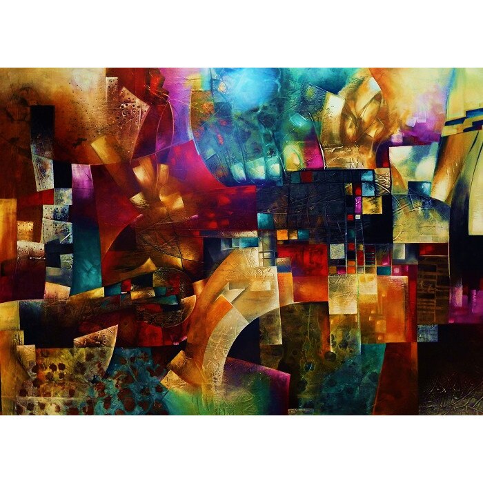 Tablou Canvas, Abstract, 70 x 50 cm, Rama lemn, Multicolor