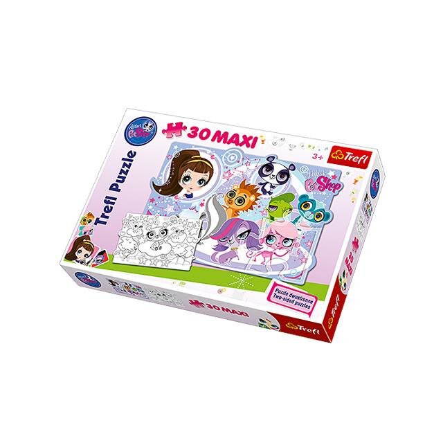 PuzzleTrefl Littlest Pet Shop Maxi set de colorat cu fete 30 piese