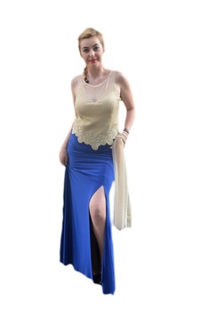 Rochie eleganta, lunga, slit adanc,D&J Exclusive, Albastru Rochie eleganta, lunga, slit adanc,D&J Exclusive, Albastru