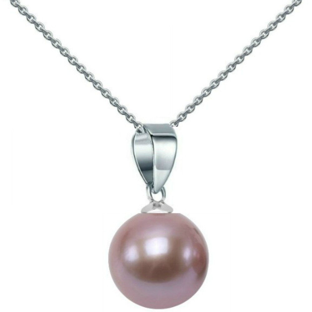 Colier Aur Alb cu Pandantiv Aur Alb si Perla Lavanda