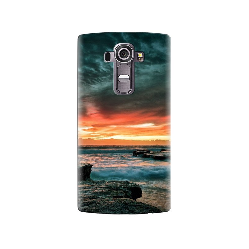 Husa silicon pentru LG G4, Dramatic Rocky Beach Shore Sunset