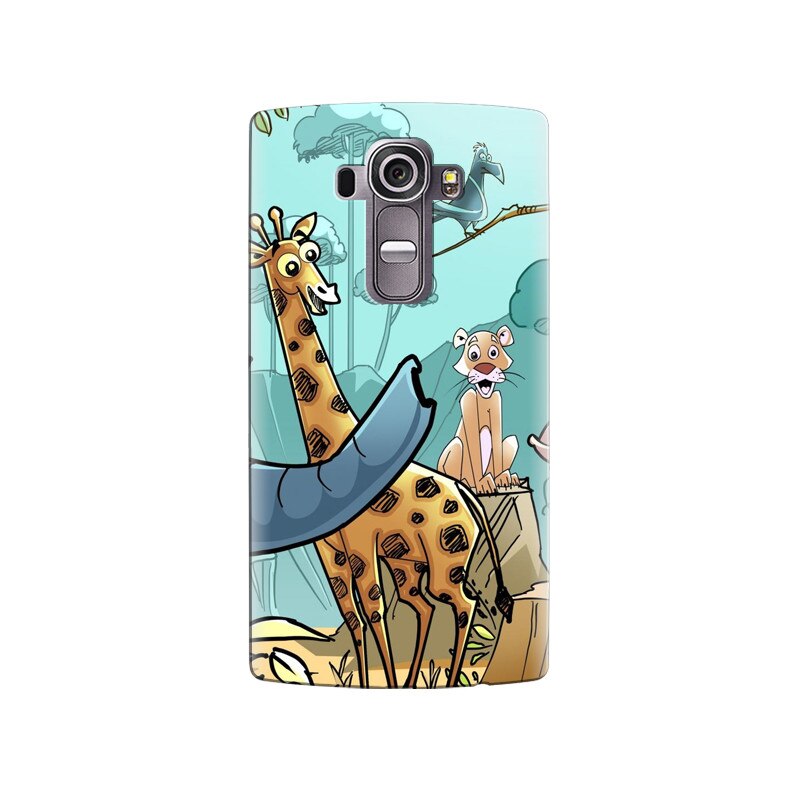 Husa silicon pentru LG G4, Children Drawings Elephants Giraffes Lions