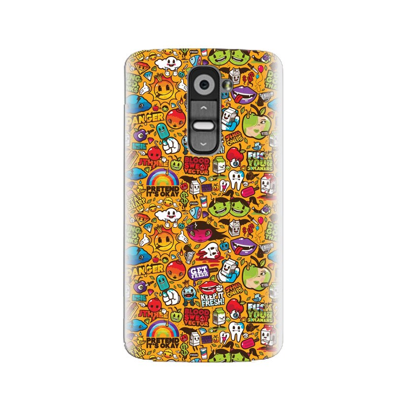 Husa silicon pentru LG G2, Colorful Sticker Illustrations