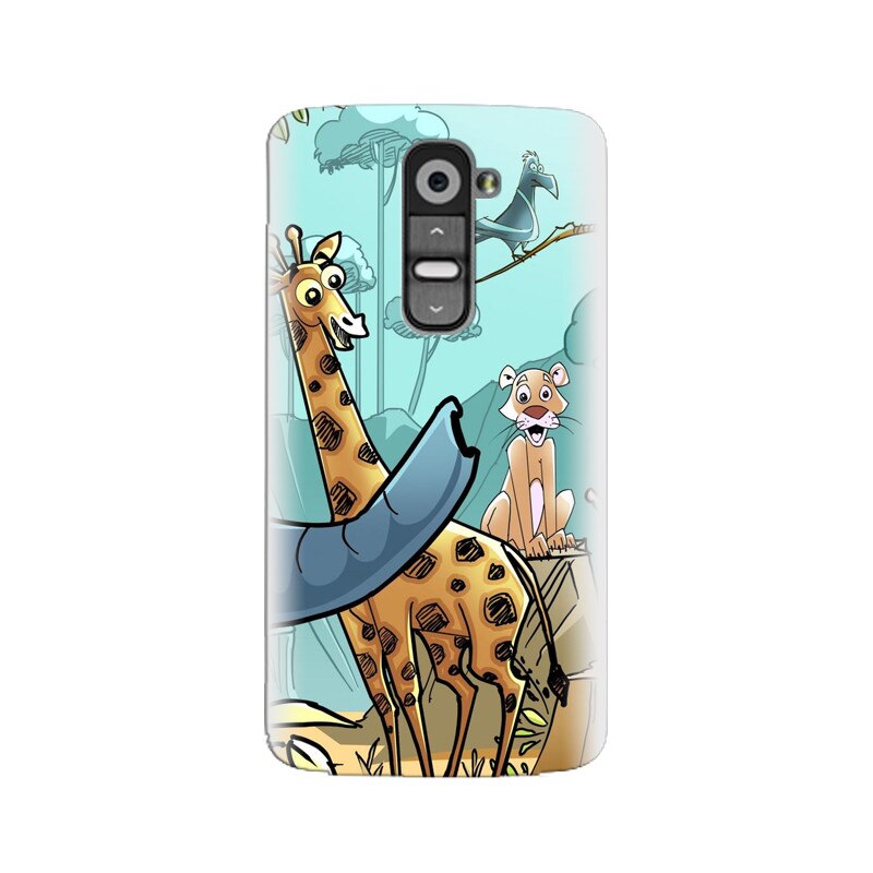Husa silicon pentru LG G2, Children Drawings Elephants Giraffes Lions