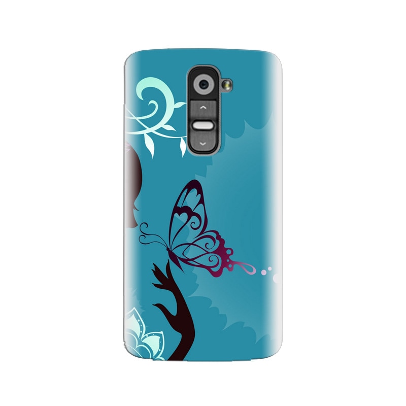 Husa silicon pentru LG G2, Blue Butterfly