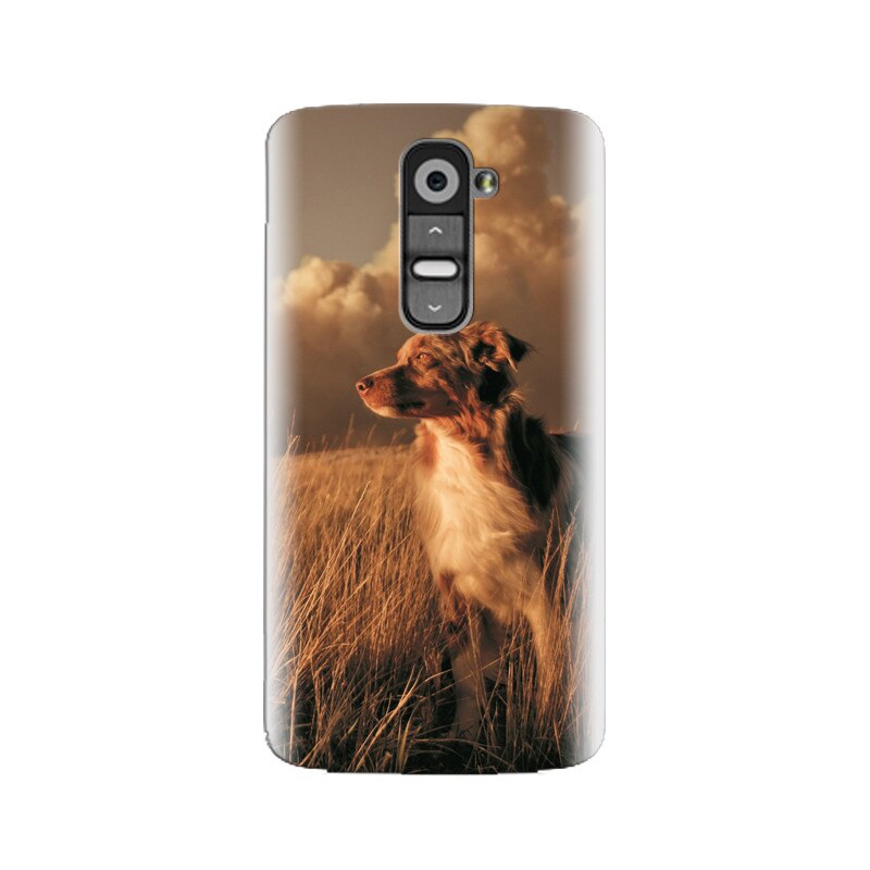 Husa silicon pentru LG G2, Alone Dog Animal In Grass