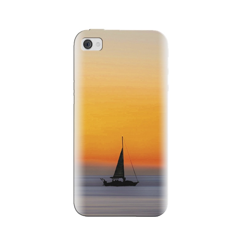 Husa silicon pentru Apple Iphone 4, Wind Sail Boat Ocean Sunset