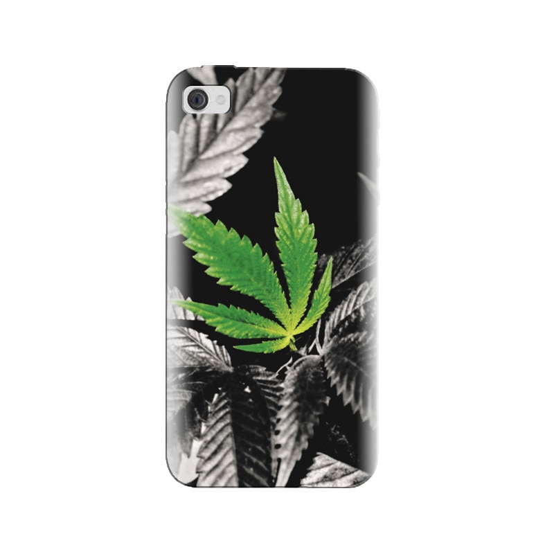 Husa silicon pentru Apple Iphone 4, Trippy Pot Leaf Green