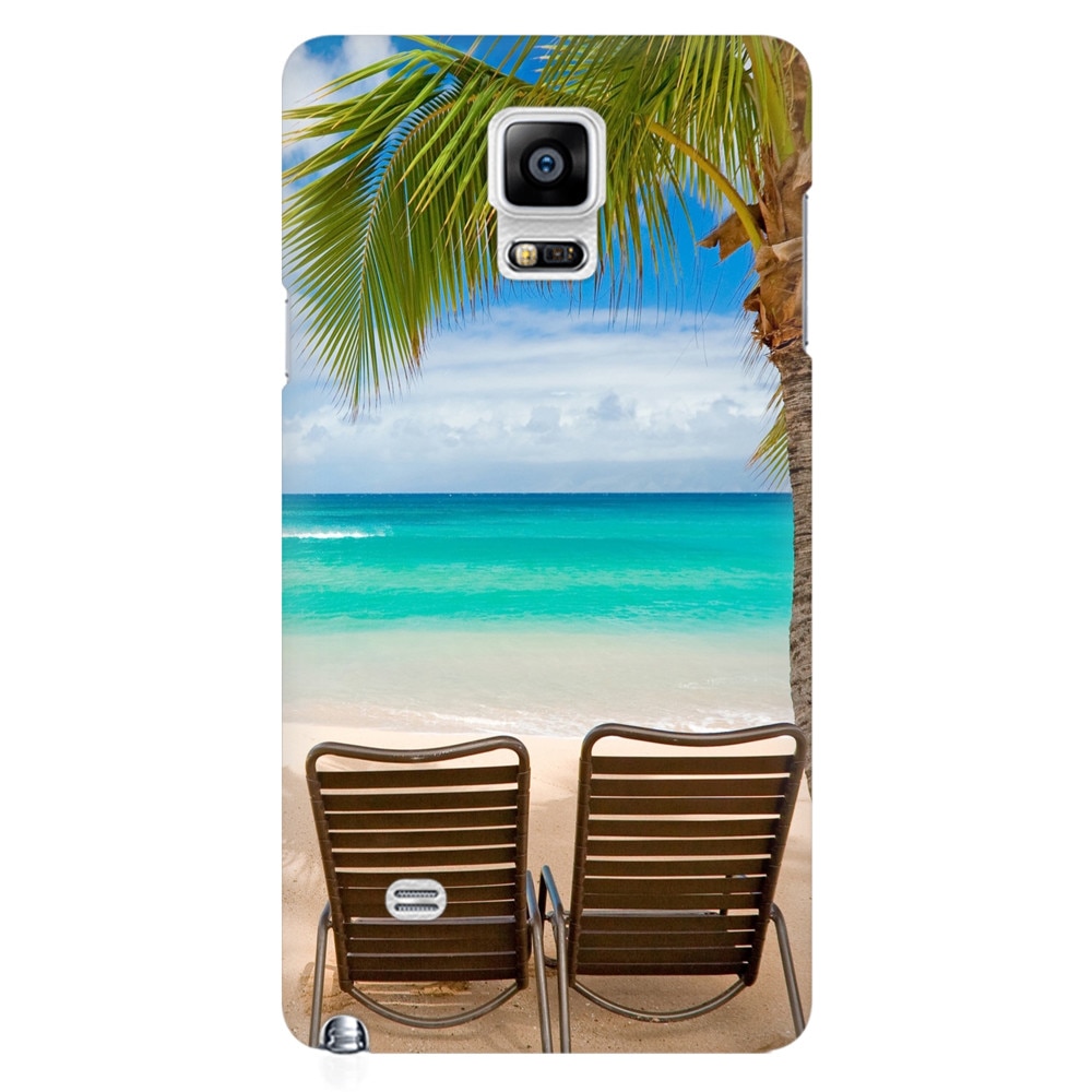 Husa silicon pentru Samsung Galaxy Note 4, Beach Chairs Palm Tree Seaside
