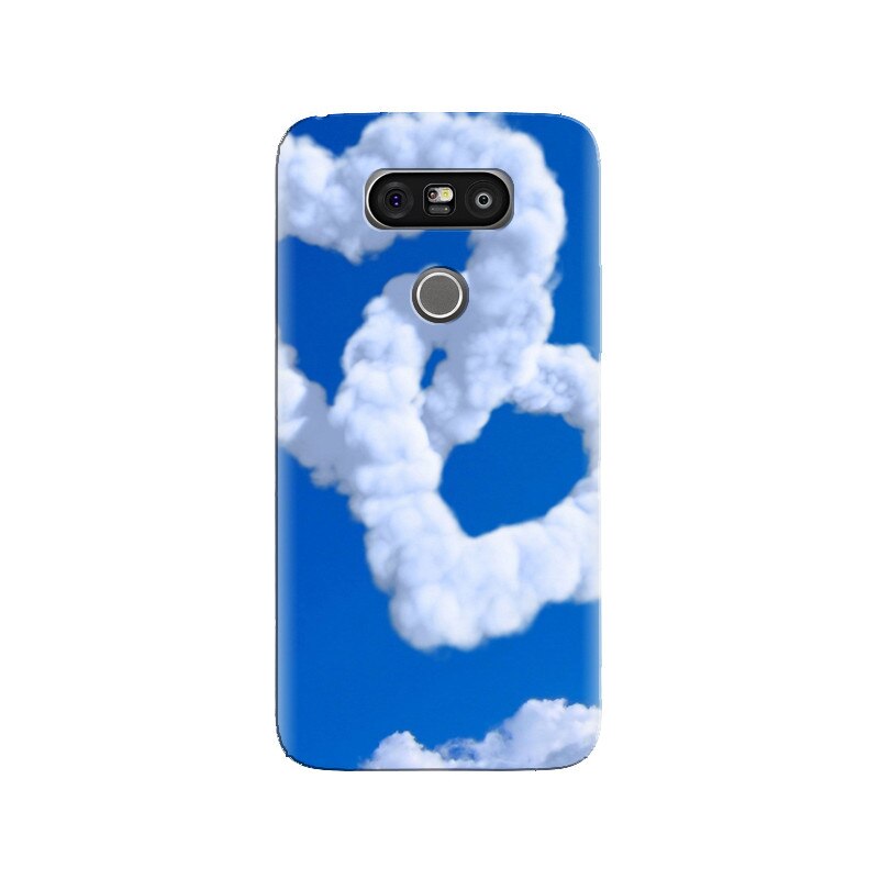 Husa silicon pentru LG G5, Heart Shaped Clouds Blue Sky