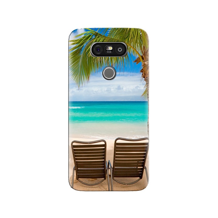 Husa silicon pentru LG G5, Beach Chairs Palm Tree Seaside