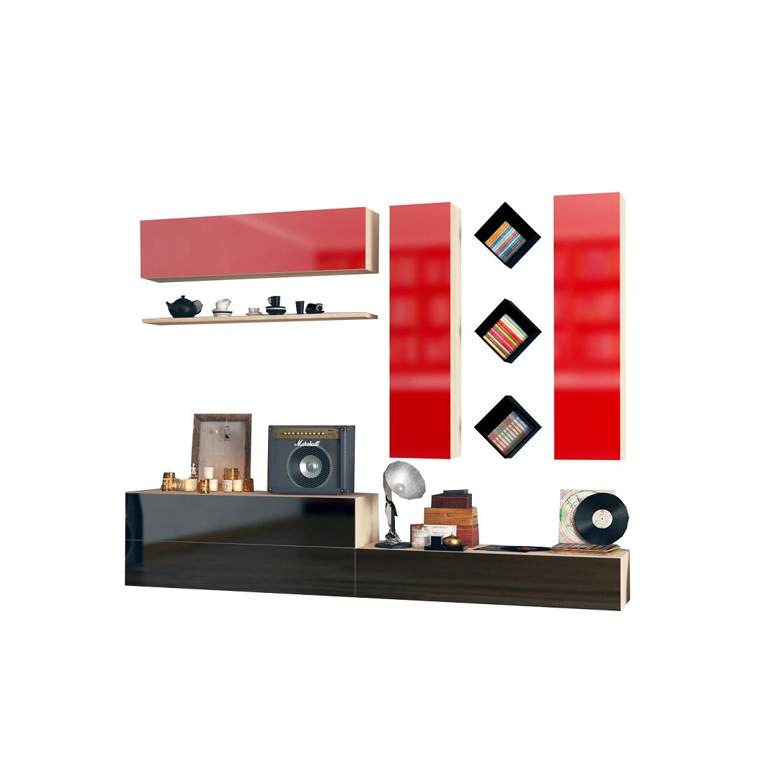 Livingroom JOIN configuratia 6 - Set mobilier - PAL melaminat 16 mm /-/ 28 mm.Cant ABS: 0.6 mm