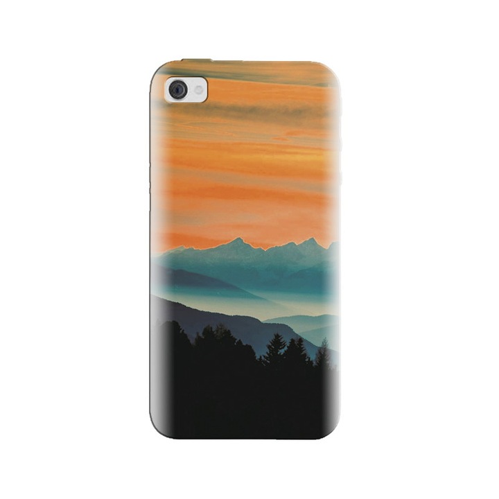 Силиконов кейс за Apple Iphone 4, Blue Mountains Orange Clouds Sunset Landscape