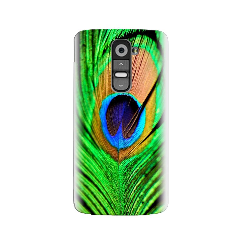 Husa silicon pentru LG G2, Peacock Feather Green Blue