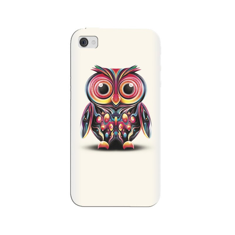 Husa silicon pentru Apple Iphone 4, Colorful Owl Illustration