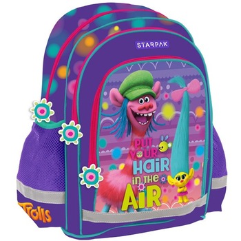 Ghiozdan HappyTrolls, clasele 1-4, ergonomic, 2 compartimente, Starpak Ghiozdan HappyTrolls, clasele 1-4, ergonomic, 2 compartimente, Starpak
