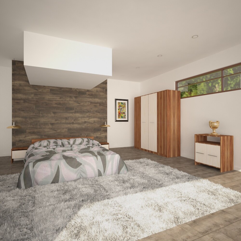 Set dormitor TR14 ,nuc-prun alb ,pat 160 x 190