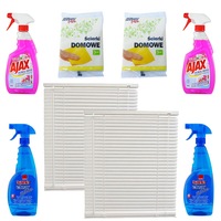 pachet - 2 x jaluzele orizontale de geam pvc 30x110cm  2 x sano clear 1l  2 x set lavete uscate 3bucset  2 x ajax solutie geamuri floral fiesta 500ml imagen 54_0_
0