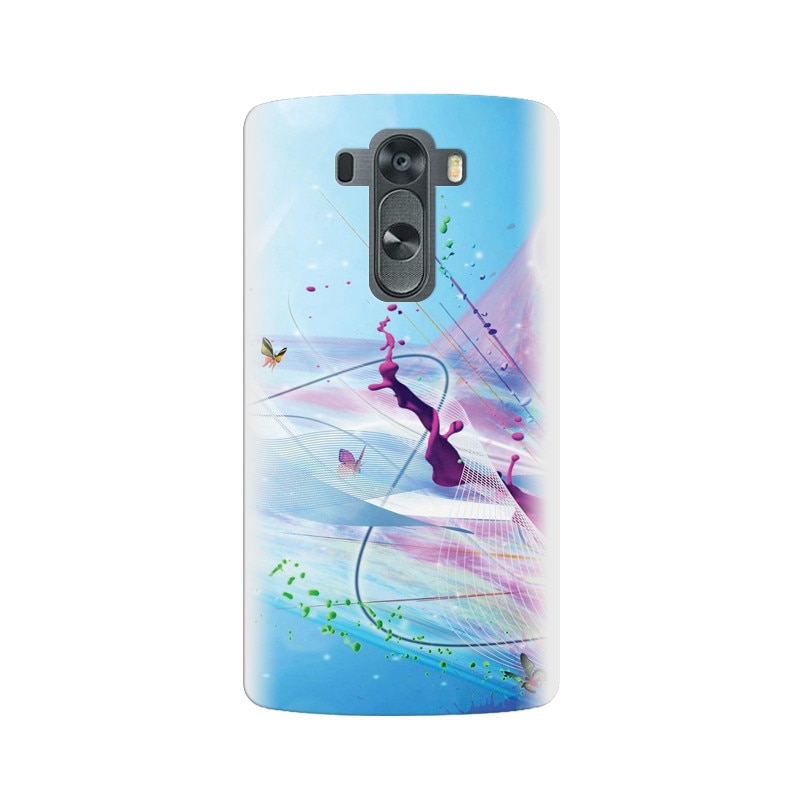 Husa silicon pentru LG G3, Artistic Paint Splash Purple Butterflies