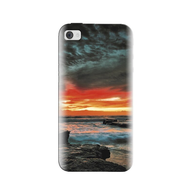 Husa silicon pentru Apple Iphone 4, Dramatic Rocky Beach Shore Sunset
