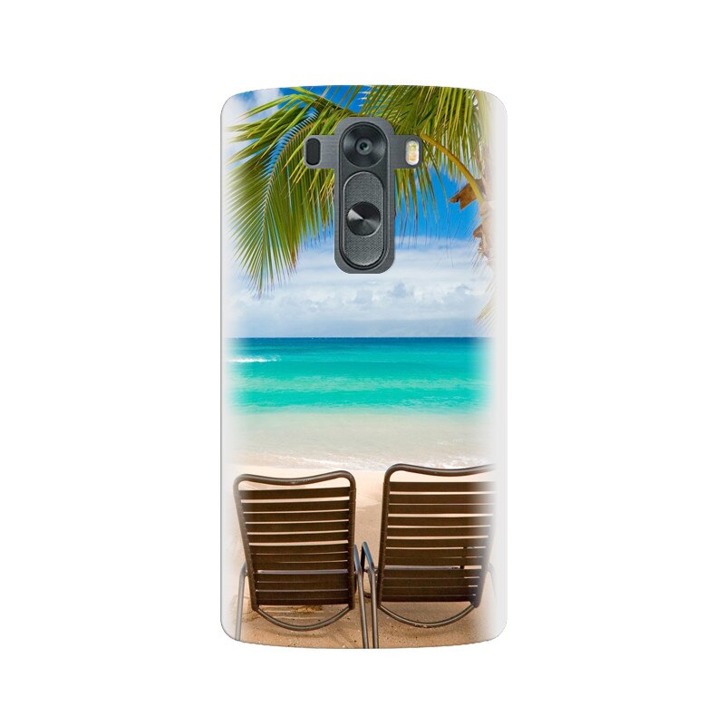 Husa silicon pentru LG G3, Beach Chairs Palm Tree Seaside