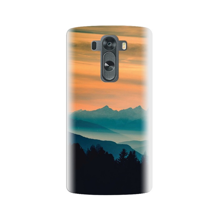 Силиконов кейс за LG G3, Blue Mountains Orange Clouds Sunset Landscape