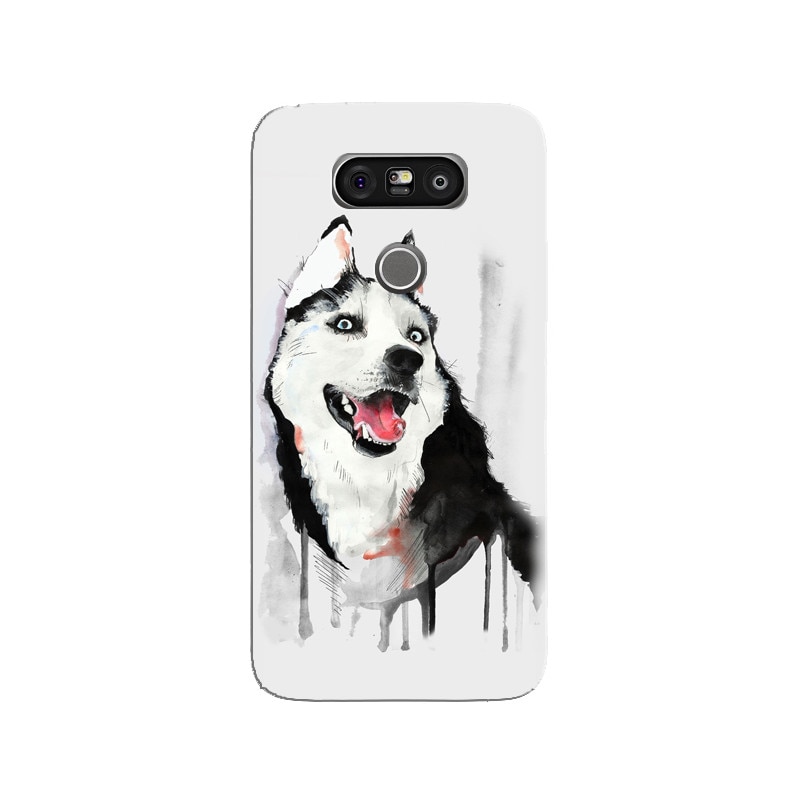 Husa silicon pentru LG G5, Husky Dog Watercolor Illustration