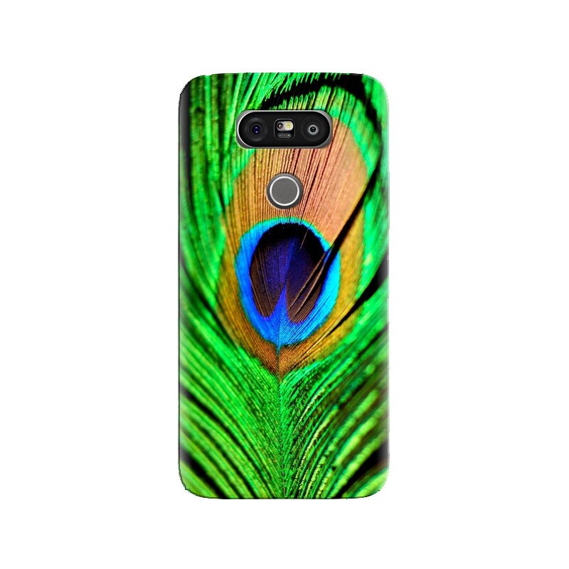 Husa silicon pentru LG G5, Peacock Feather Green Blue