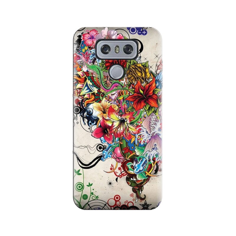 Husa silicon pentru LG G6, Abstract Flowers Tattoo Illustration
