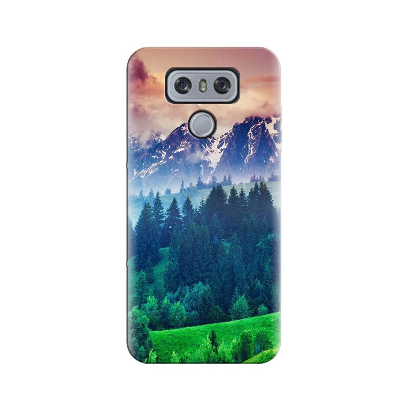 Husa silicon pentru LG G6, Forest Hills Snowy Mountains And Sunset Clouds