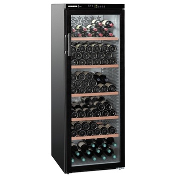 Vitrina pentru vinuri Liebherr WTb 4212, 395 L, 200 sticle, Rafturi de lemn, Control electronic, Display, H 165 cm, Clasa A, Negru Vitrina pentru vinuri Liebherr WTb 4212, 395 L, 200 sticle, Rafturi de lemn, Control electronic, Display, H 165 cm, Clasa A, Negru