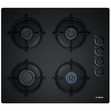 Plita incorporabila Bosch POP6B6B10, Gaz, 4 Arzatoare, Negru