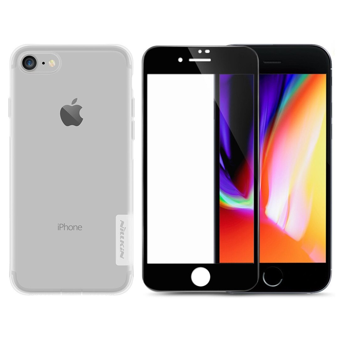 Husa Apple iPhone 8 Nillkin Originala Nature + Folie de Sticla Mr.Shield