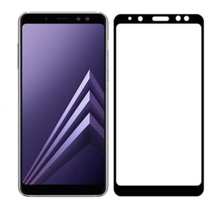 Стъклен протектор 3D цял екран, съвместим със Samsung Galaxy A8 (2018) / A5 (2018), черен
