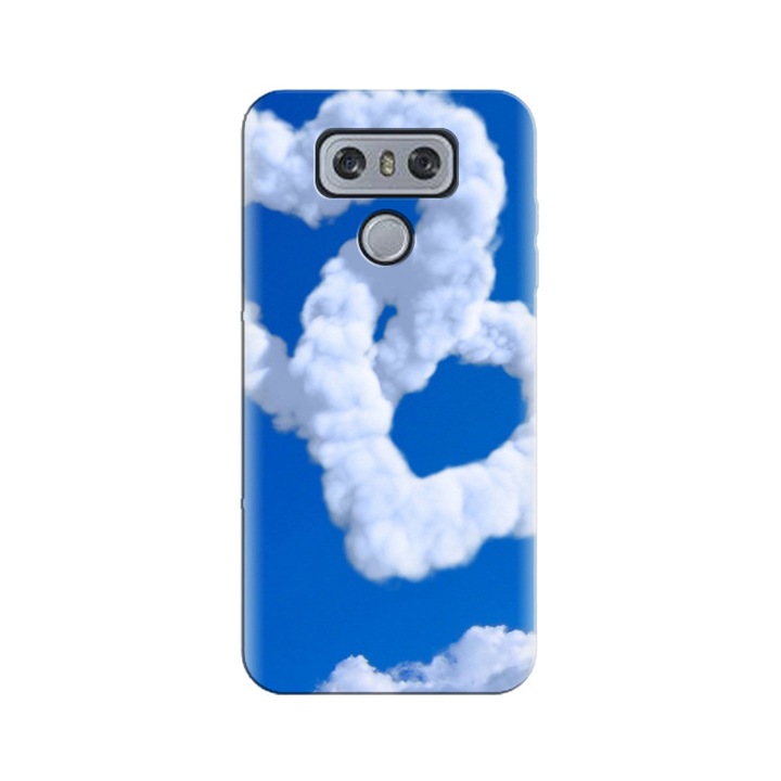 Husa silicon pentru LG G6, Heart Shaped Clouds Blue Sky